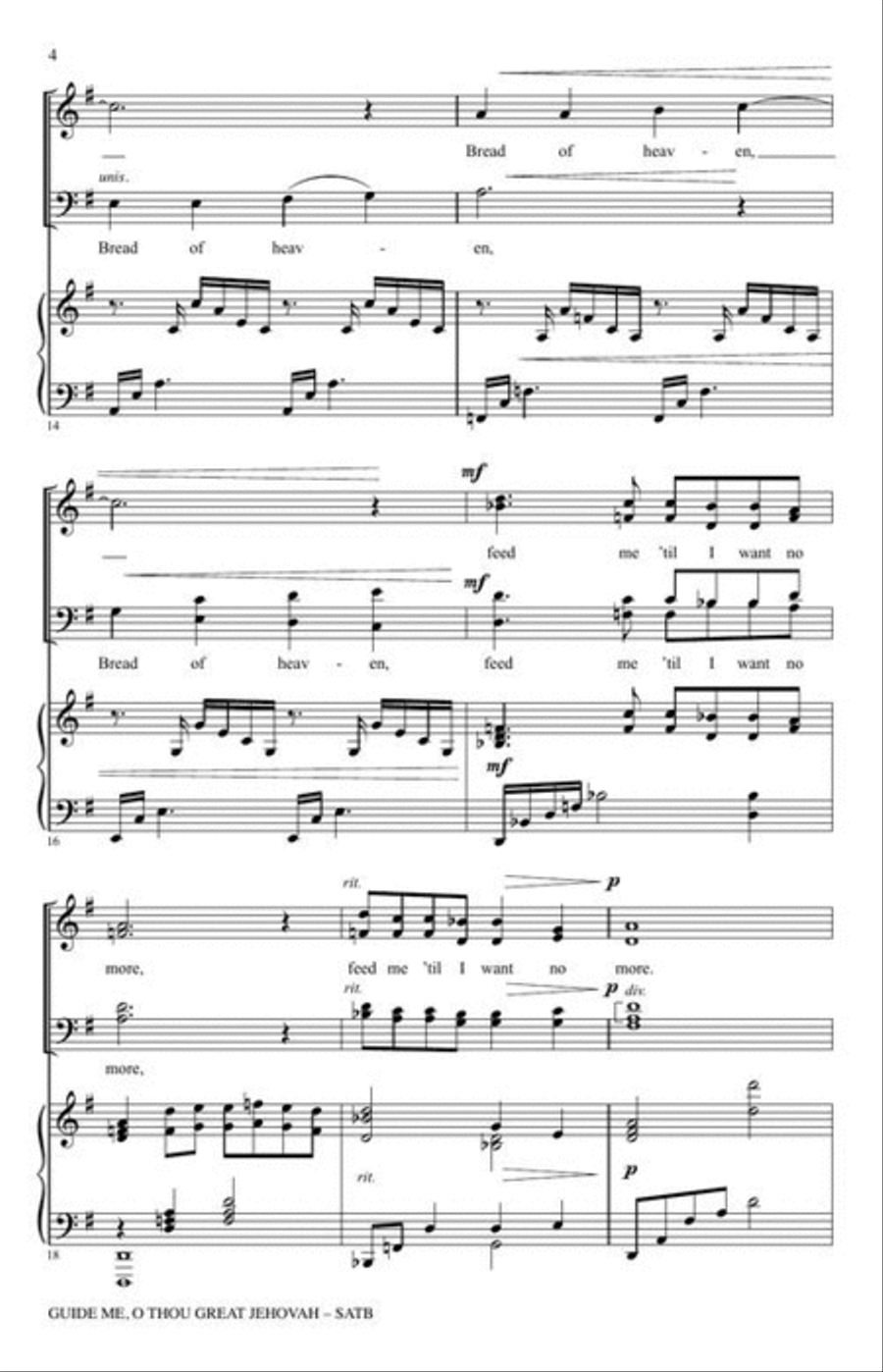 Guide Me, O Thou Great Jehovah 4-Part scores gallery preview page 4