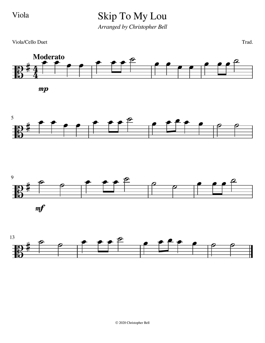 Skip To My Lou - Easy Viola/Cello Duet String Duet scores gallery preview page 2