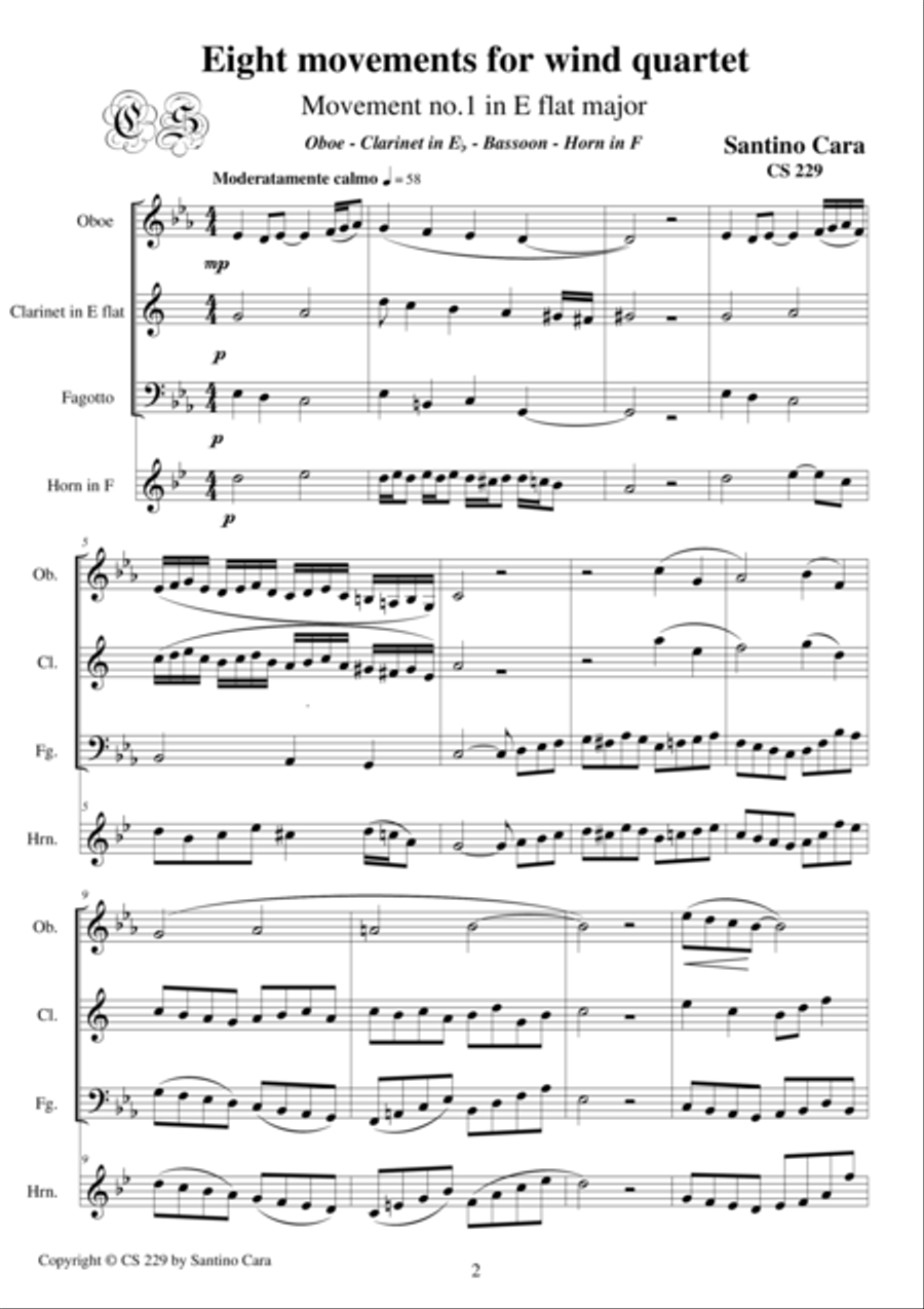 Eight movements for wind quartet - CS229 Woodwind Quartet scores gallery preview page 1