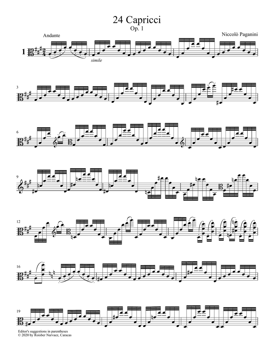Paganini: 24 Caprices for Viola URTEXT Viola Solo scores gallery preview page 4