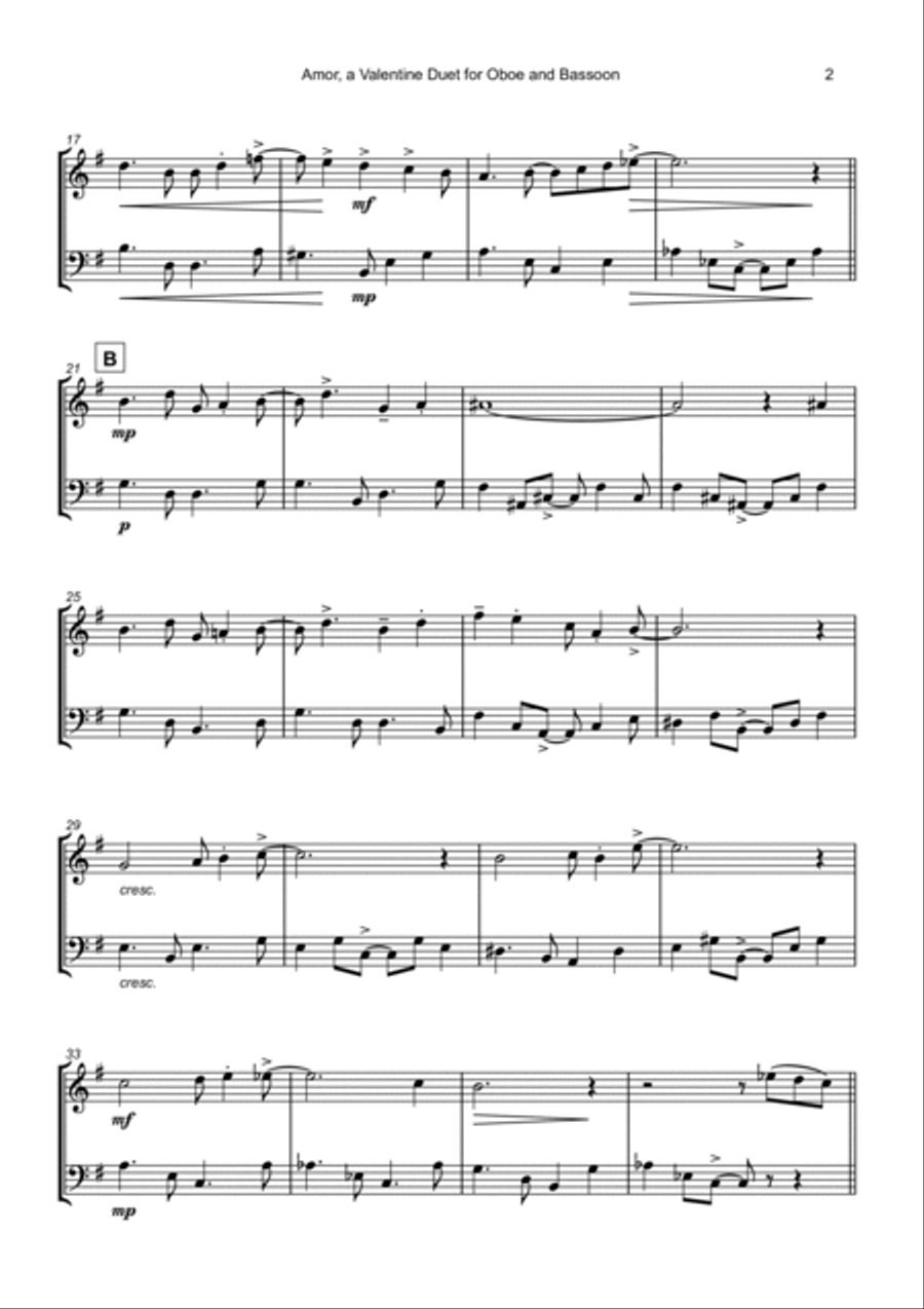 Amor, (Portuguese for Love), Oboe and Bassoon Duet Woodwind Duet scores gallery preview page 3