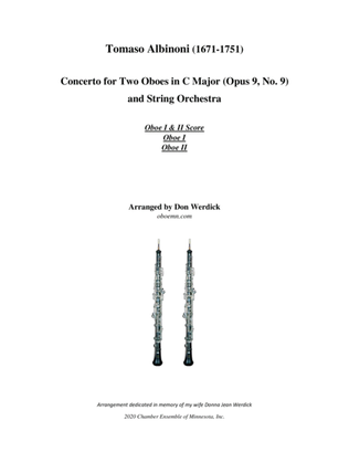 Book cover for Concerto for Two Oboes in C Major, Op. 9 No. 9