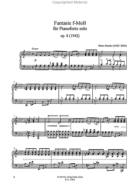 Fantasie für Pianoforte solo f-Moll op. 8 (1942)