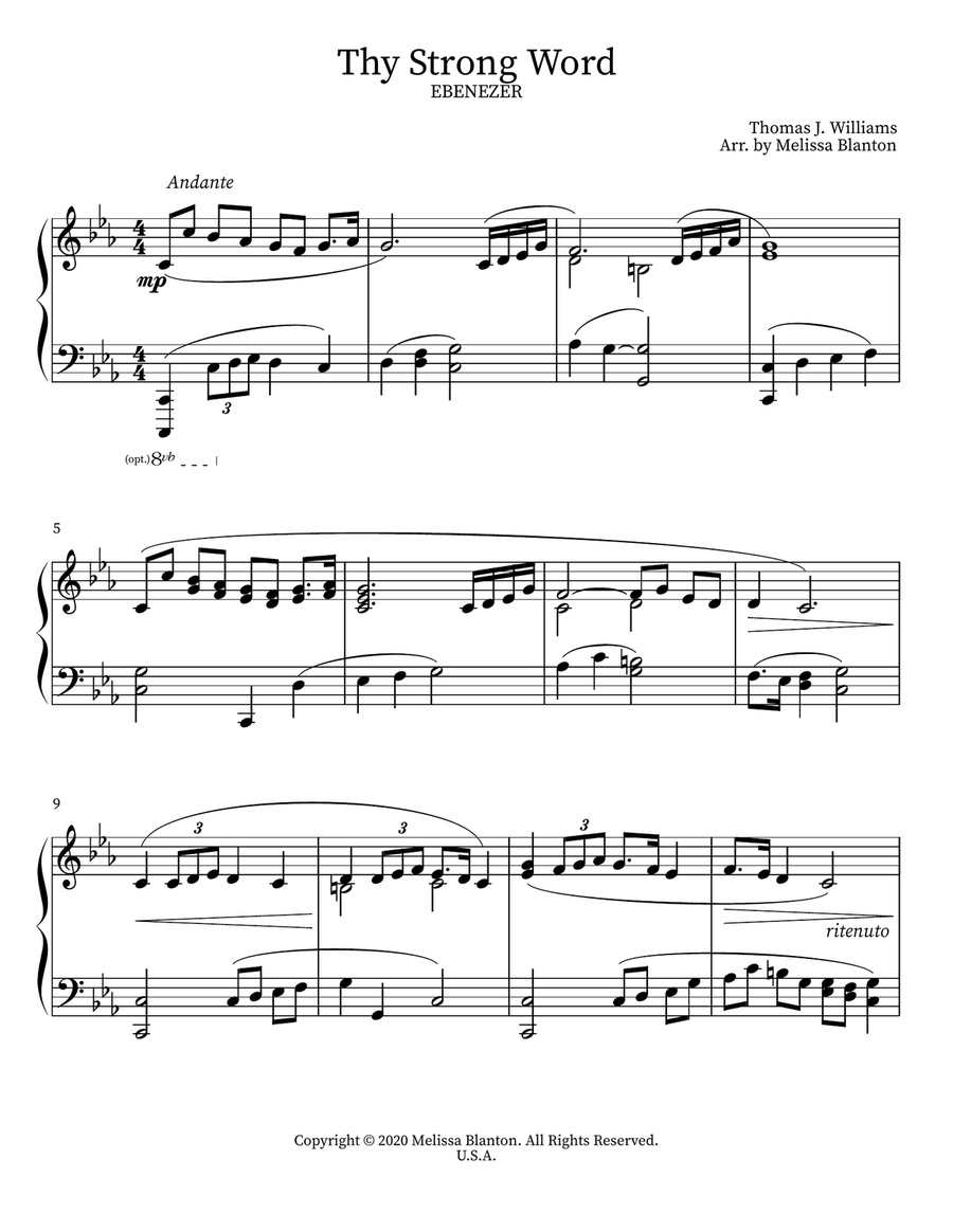 Thy Strong Word - arranged for Solo Piano Piano Solo scores gallery preview page 1