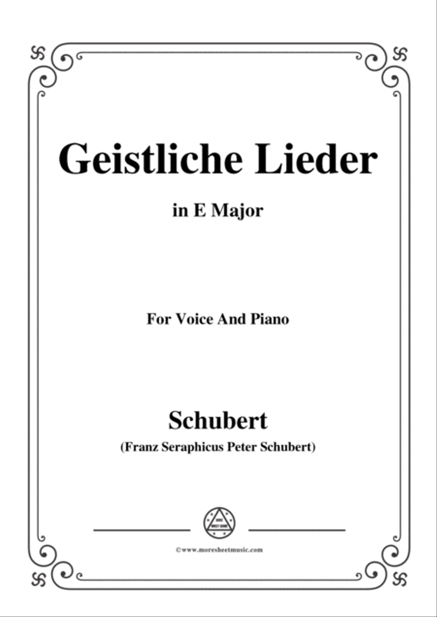 Schubert-Geistliche Lieder,in E Major,for Voice&Piano Voice scores gallery preview page 1
