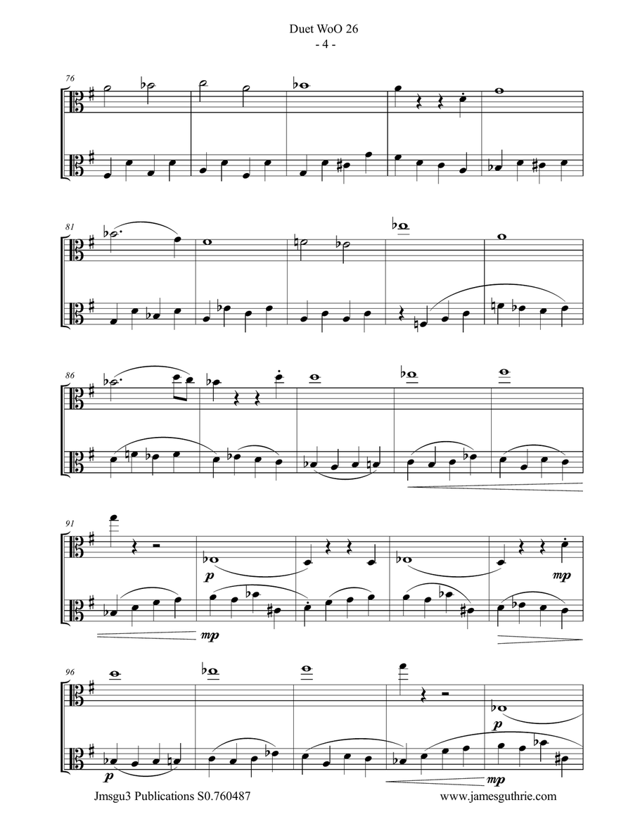 Beethoven: Duet WoO 26 for Viola Duo String Duet scores gallery preview page 4
