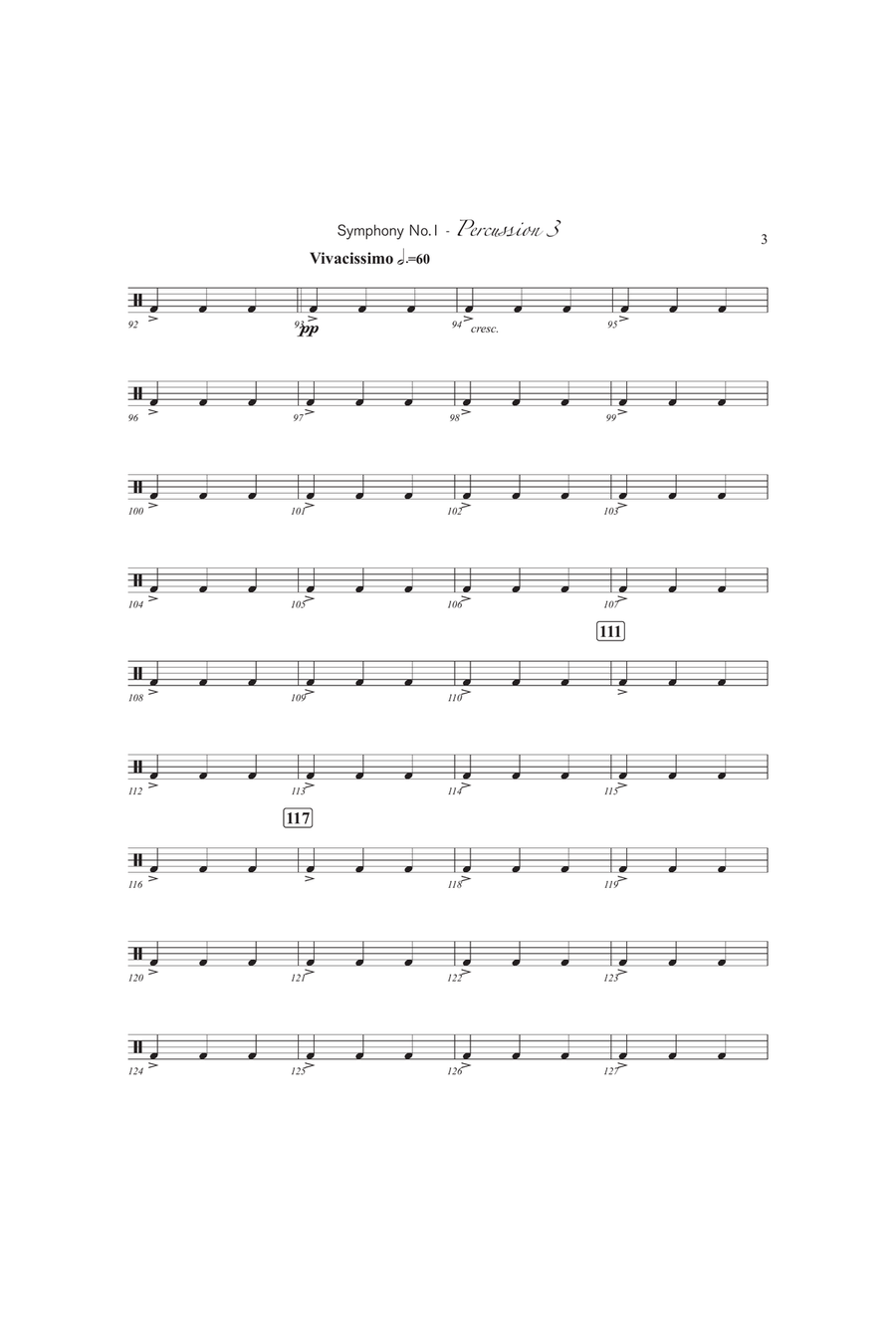 Symphony No. 1 (3rd Percussion) Percussion scores gallery preview page 3