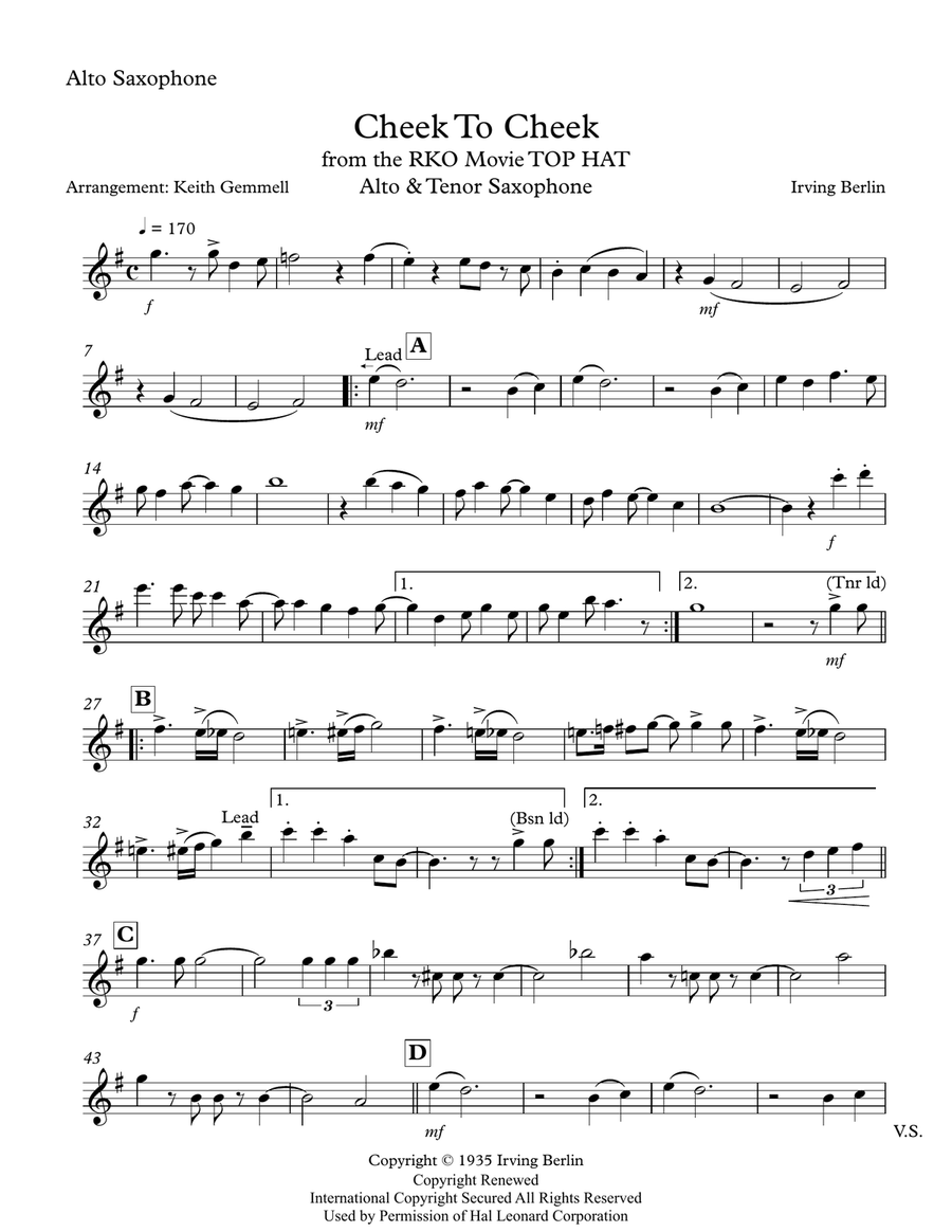 Cheek To Cheek Woodwind Ensemble scores gallery preview page 3