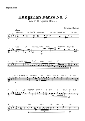 Hungarian Dance No. 5 by Brahms for English Horn Solo with Chord