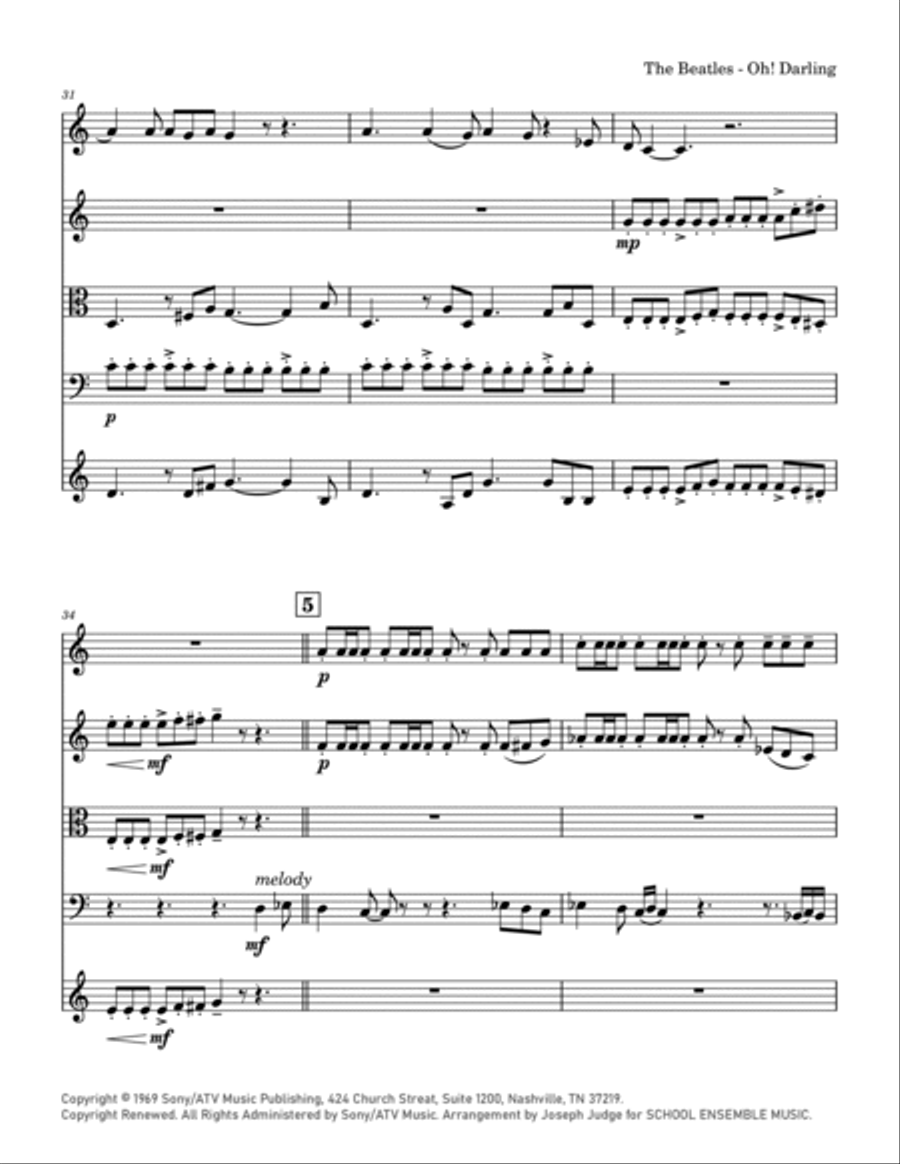 Oh! Darling String Quartet scores gallery preview page 6