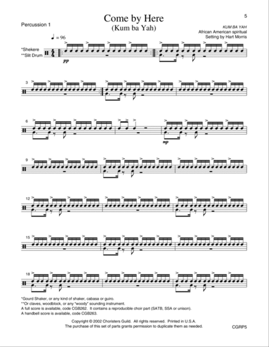 Come by Here Kum ba Yah with reproducible Instrumental Parts Full Score Voice scores gallery preview page 5