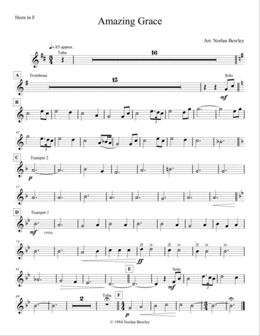 Amazing Grace - Brass Quintet image number null