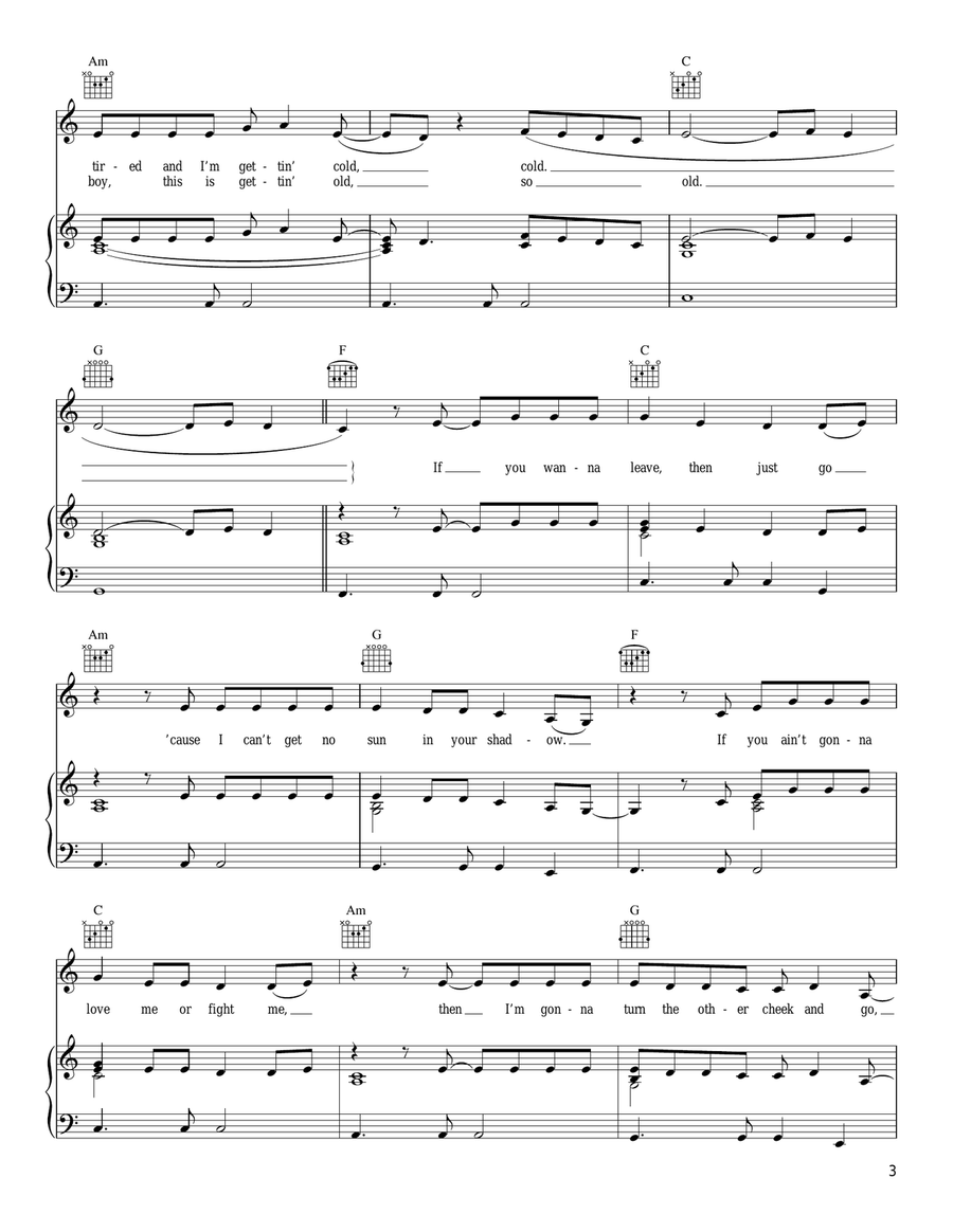 Shadow Shadow Piano, Vocal, Guitar scores gallery preview page 3