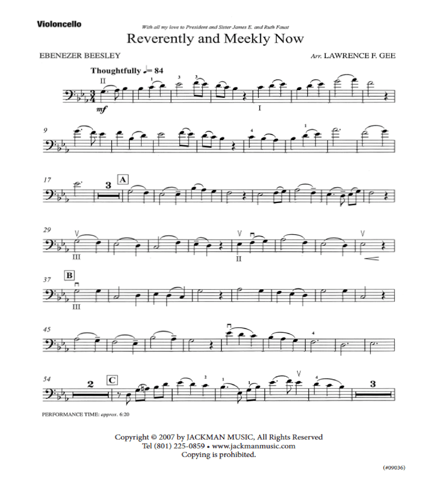 Reverently and Meekly Now - Cello Solo Piano scores gallery preview page 2