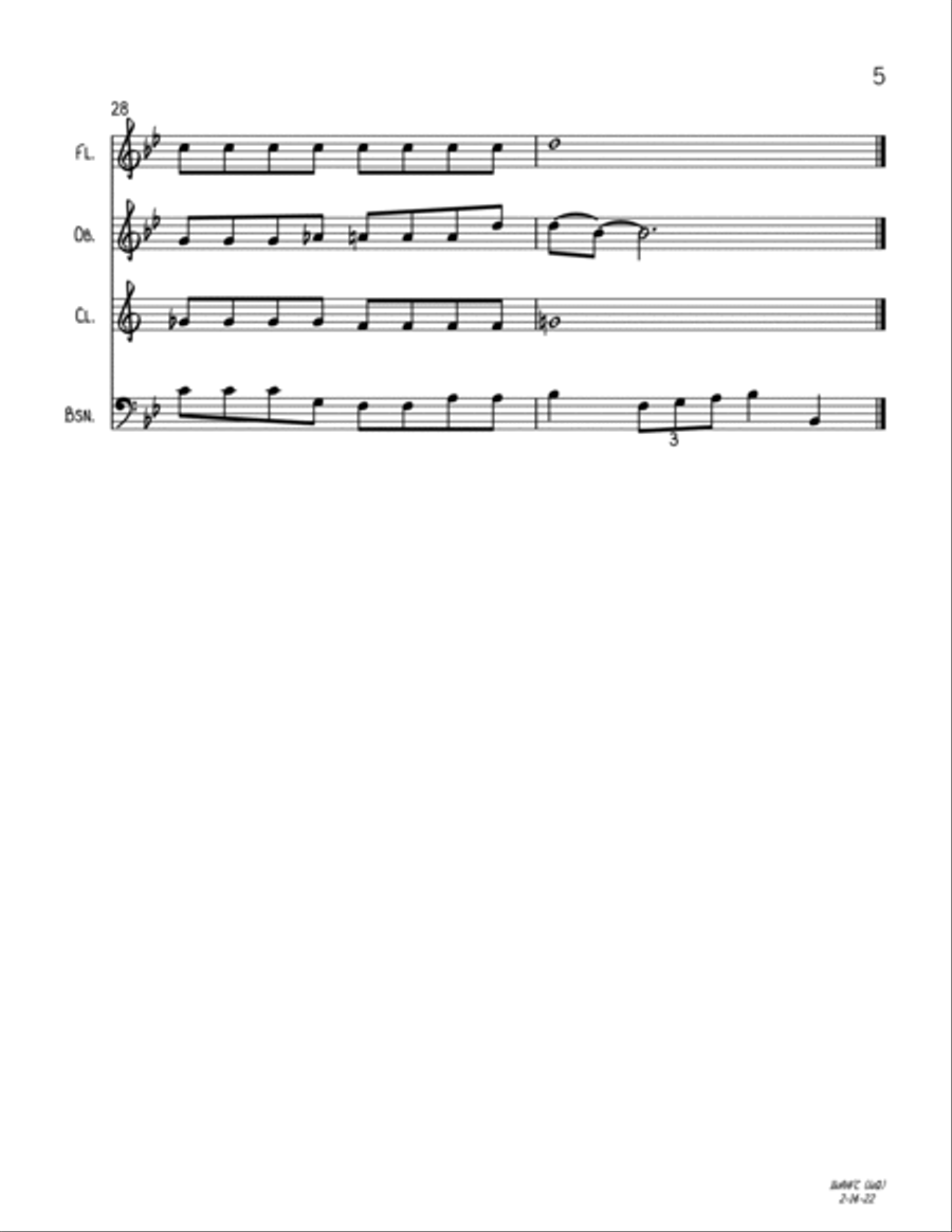 I Want A Hippopotamus For Christmas (Hippo The Hero) Woodwind Quartet scores gallery preview page 5