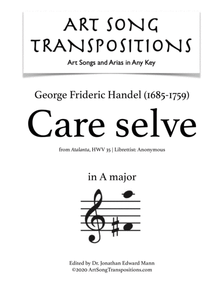 HANDEL: Care selve (transposed to A major)