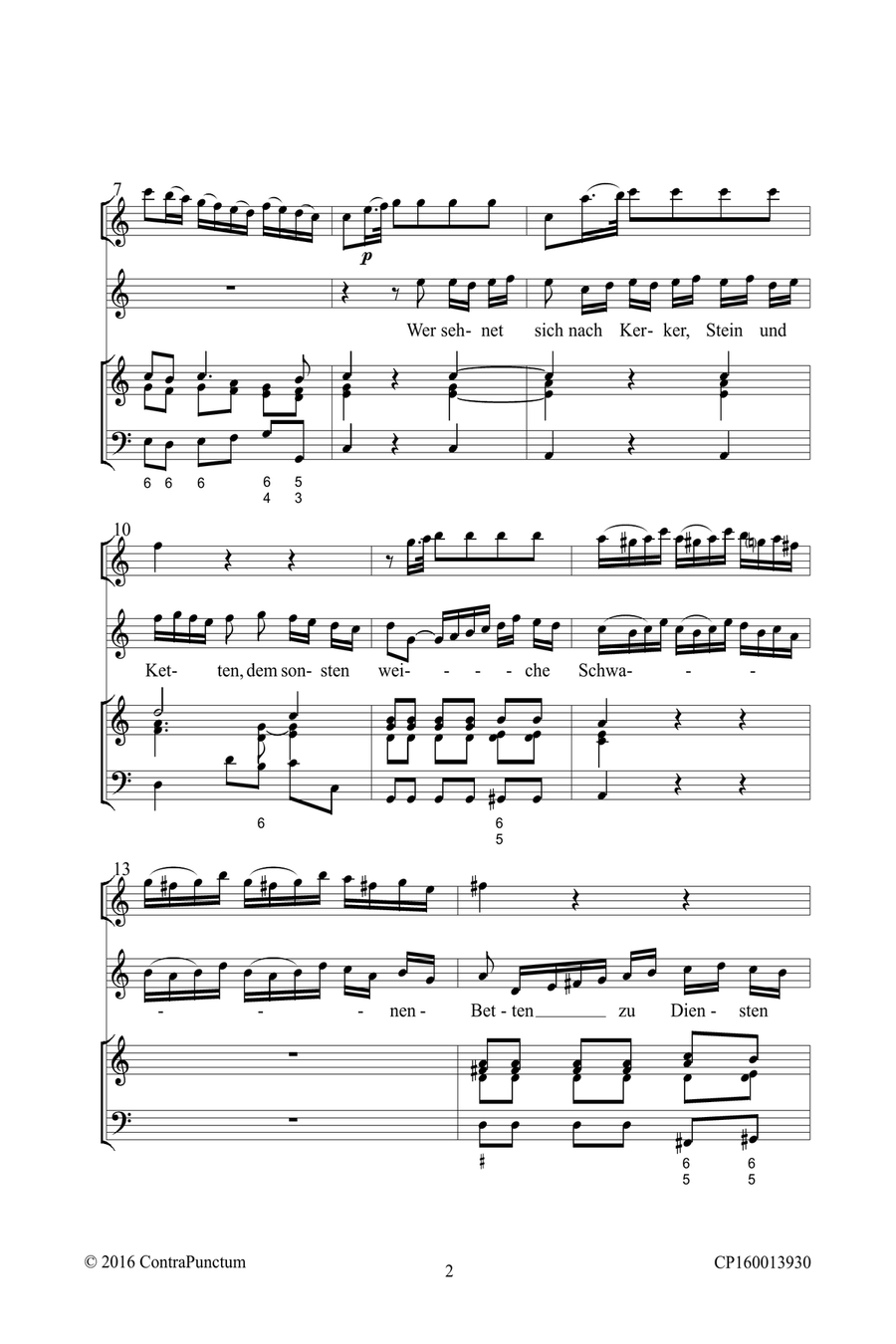 Harmonischer Gottesdienst TWV 1:1594 Wer sehnet sich nach Kerker, Stein und Ketten Recorder scores gallery preview page 6