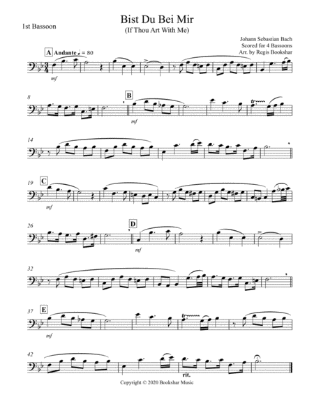 Bist Du Bei Mir (Bassoon Quartet) image number null