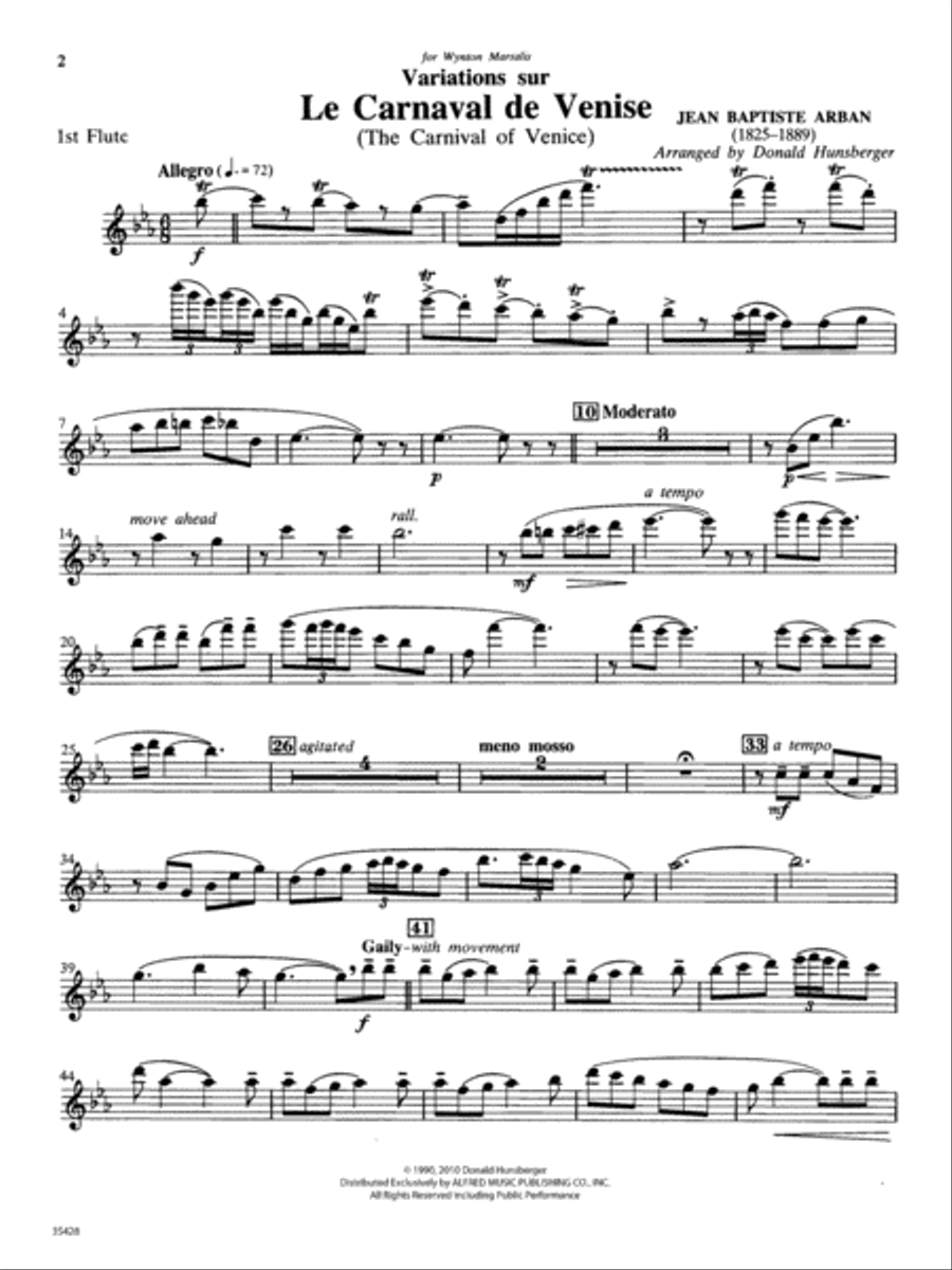 Le Carnaval de Venise: Flute Concert Band scores gallery preview page 1