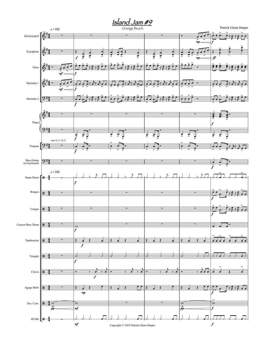Island Jam #9 - for Percussion Ensemble: Orange Beach Percussion Ensemble scores gallery preview page 2