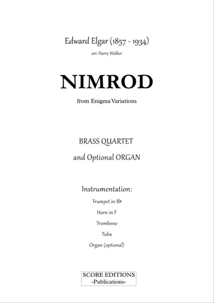 Elgar – Nimrod (for Brass Quartet and optional Organ) Brass Ensemble scores gallery preview page 2