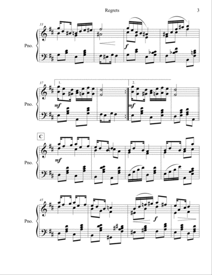 Regrets: Slow Rag Piano Solo scores gallery preview page 4