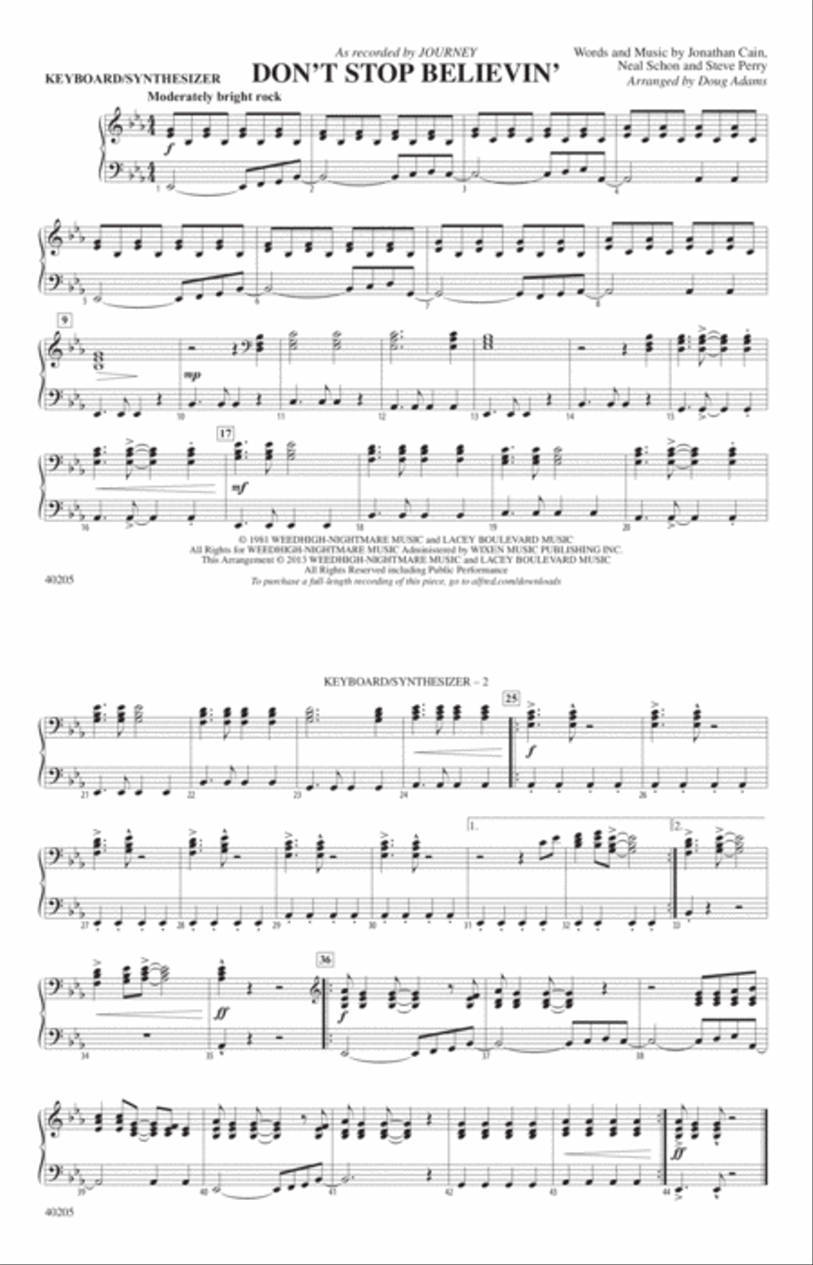 Don't Stop Believin': Piano Accompaniment Piano Accompaniment scores gallery preview page 1