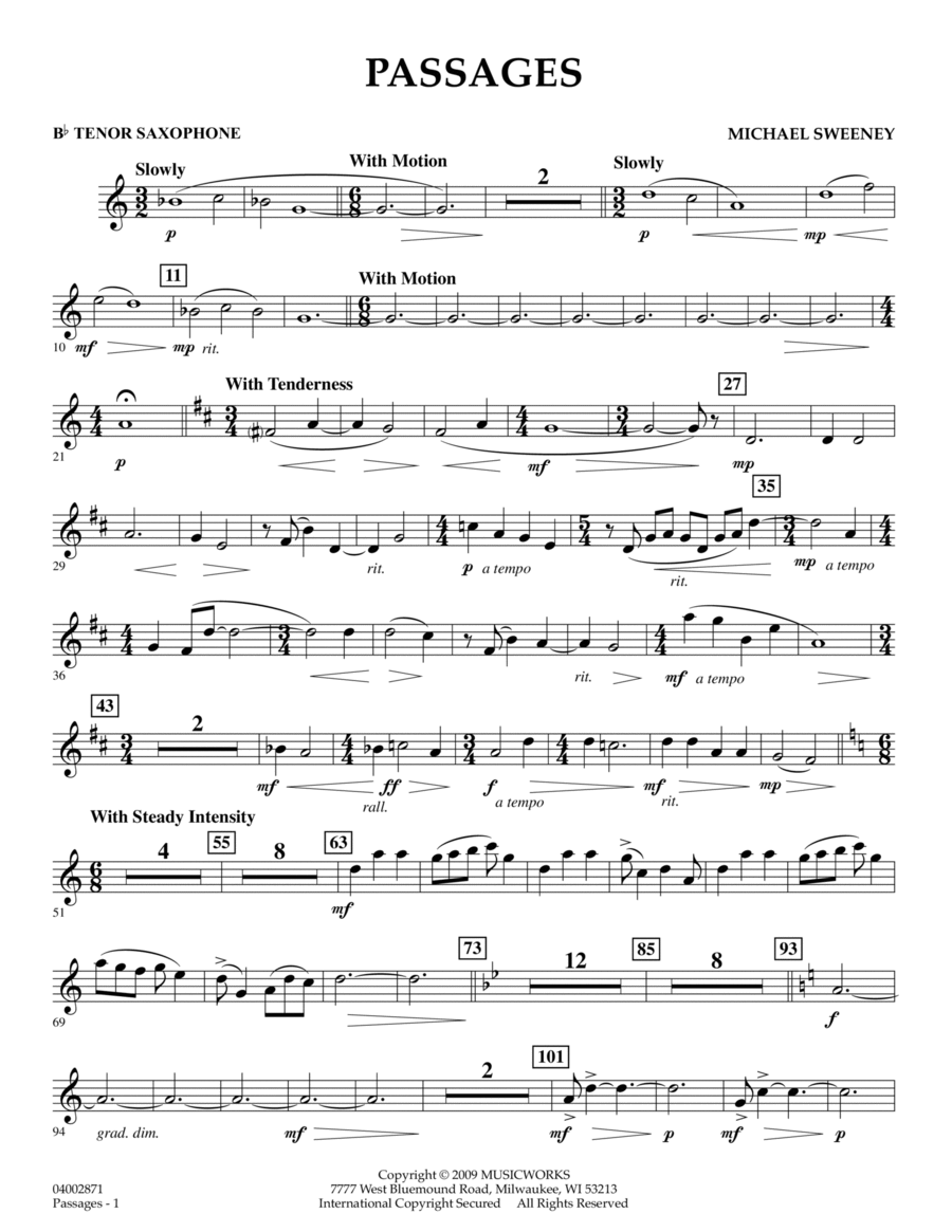 Passages Bb Tenor Saxophone by Michael Sweeney Concert Band