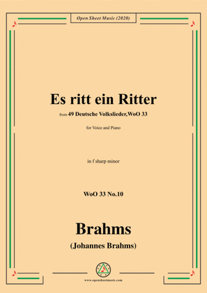 Book cover for Brahms-Es ritt ein Ritter,WoO 33 No.10,in f sharp minor,for Voice and Piano