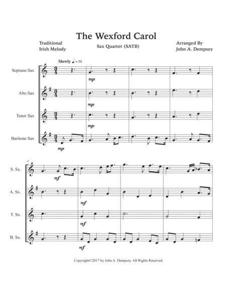 The Wexford Carol (Sax Quartet: SATB) image number null