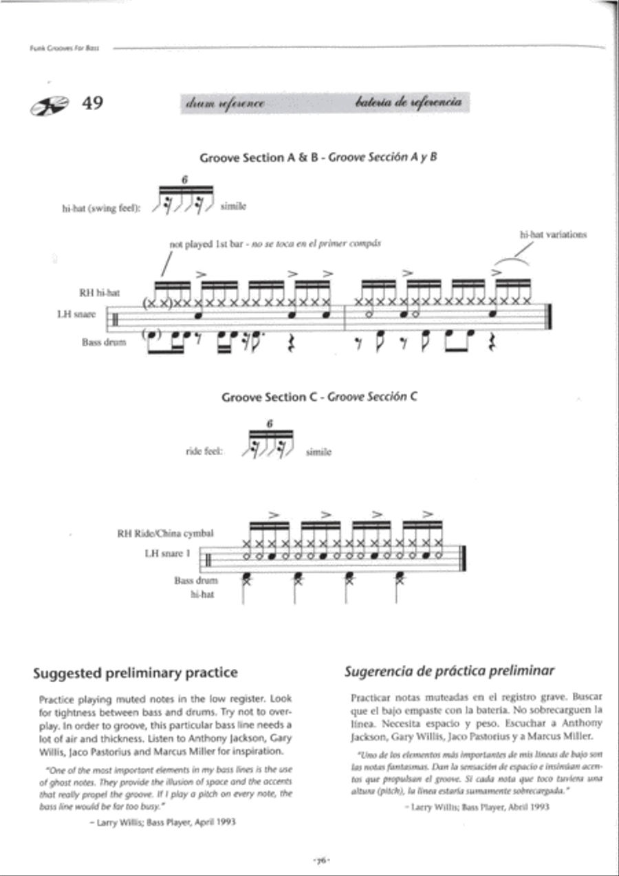 Funk Grooves -- Workshop for Bass Bass Guitar scores gallery preview page 6