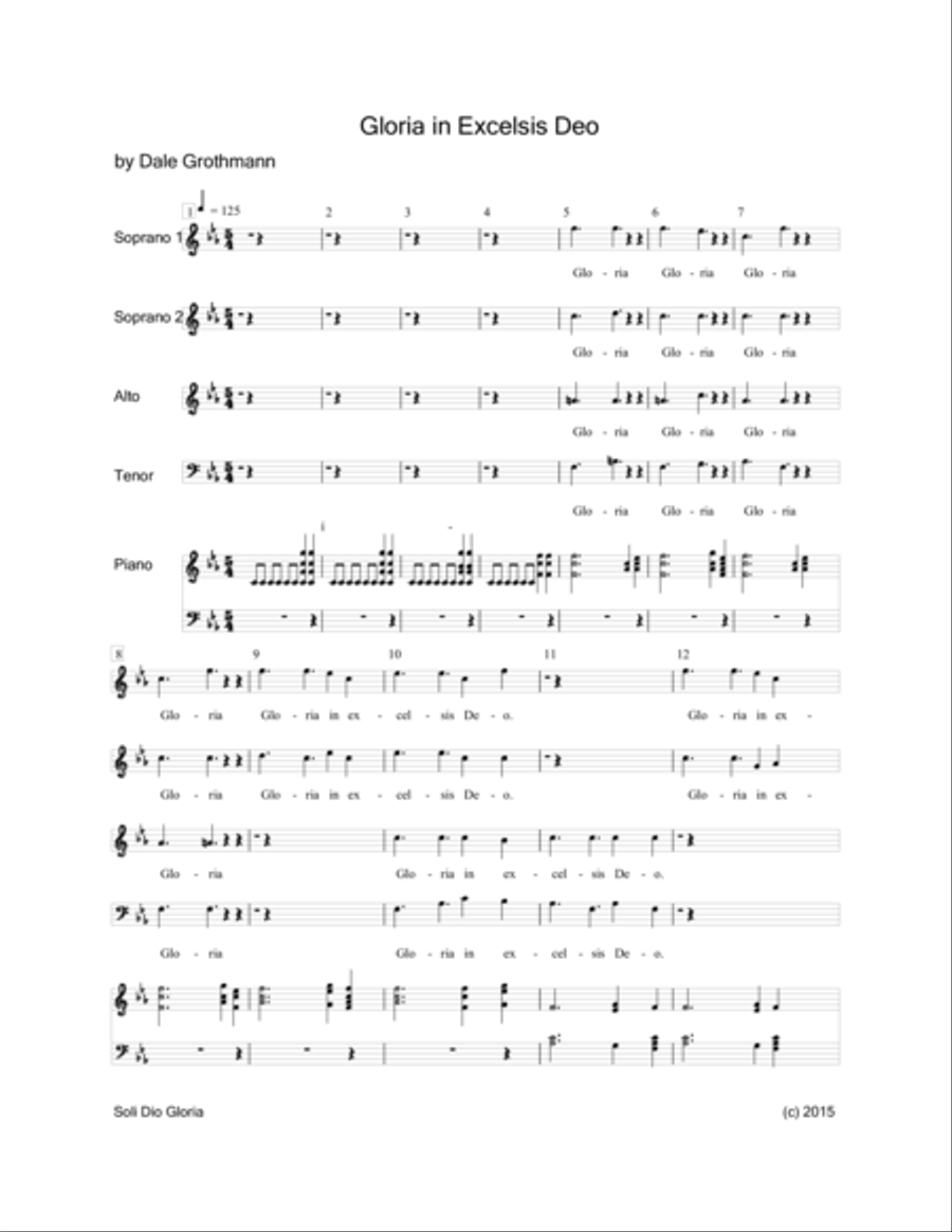 Gloria in Excelsis Deo (5/4 SSAT) Small Ensemble scores gallery preview page 3