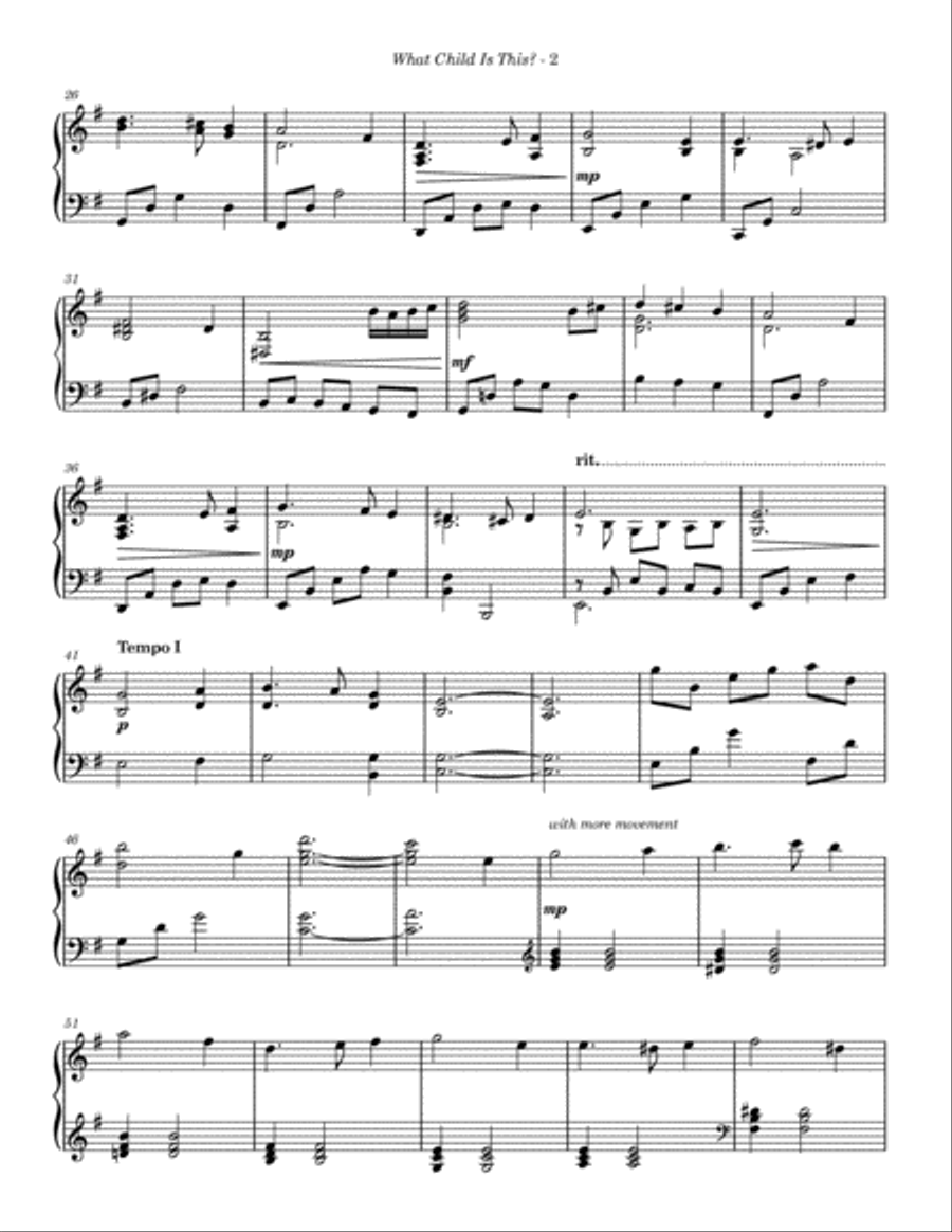 What Child Is This? (Greensleeves) (solo piano) Piano Solo scores gallery preview page 3