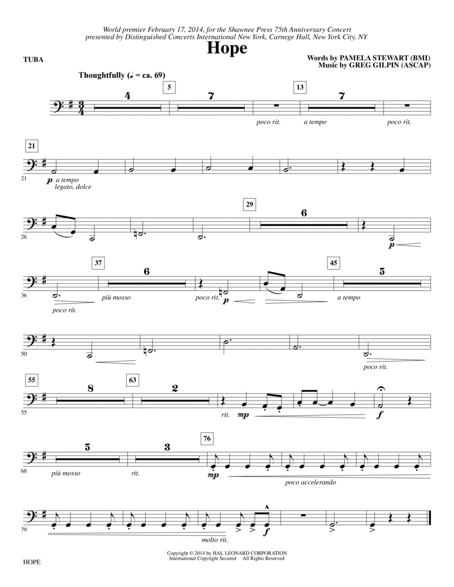 Hope - Tuba Hope - Tuba Choir scores gallery preview page 1