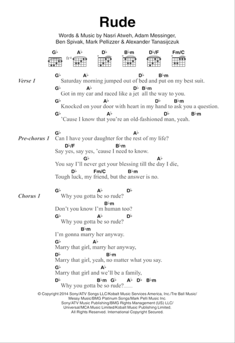 Rude Rude Acoustic Guitar scores gallery preview page 1