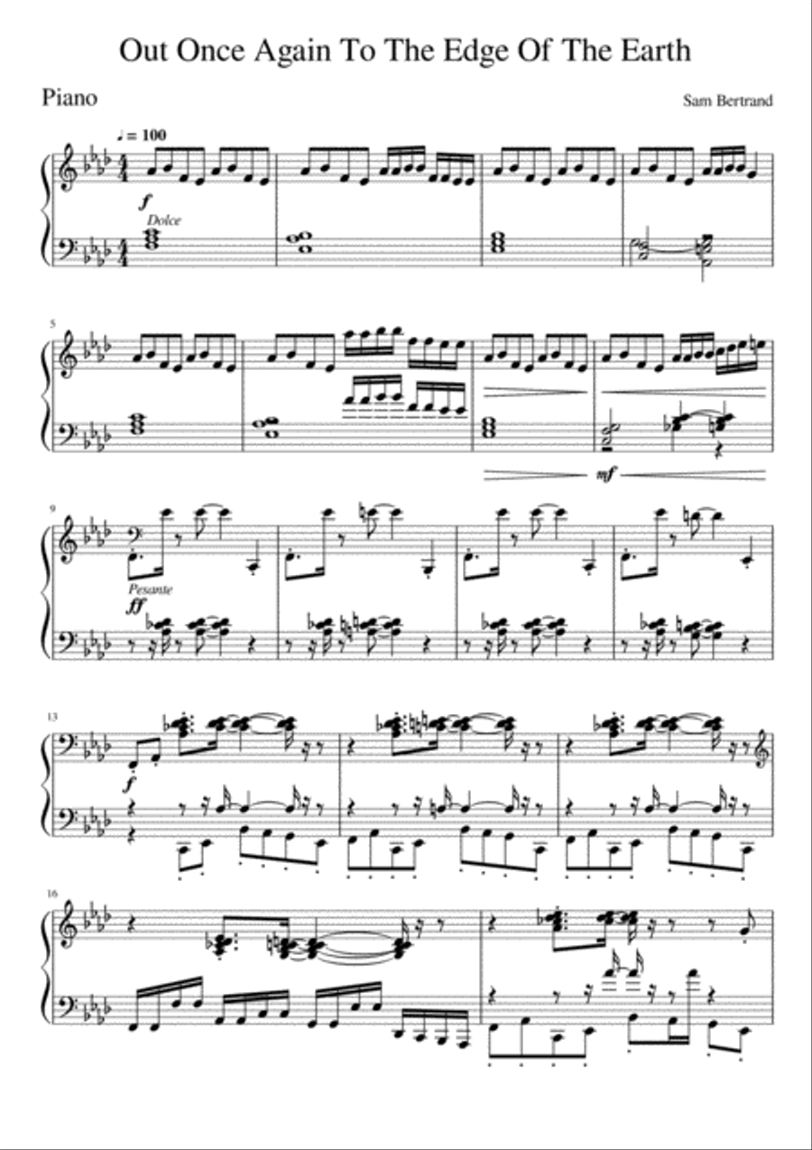 Out Once Again To The Edge Of The Earth Piano Solo scores gallery preview page 1