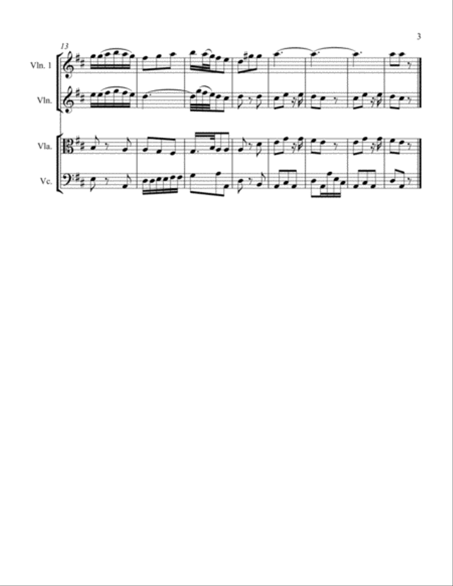 Divertimento I. Largo String Quartet scores gallery preview page 3