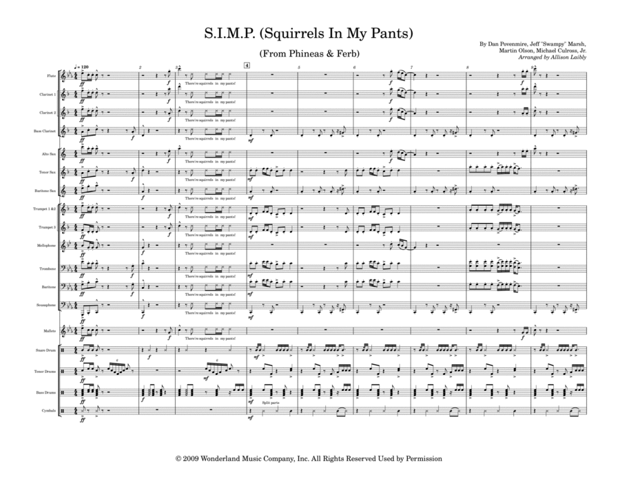S.i.m.p. (squirrels In My Pants) Marching Band scores gallery preview page 1