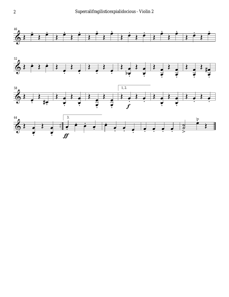 Supercalifragilisticexpialidocious from Walt Disney's MARY POPPINS String Quartet scores gallery preview page 4