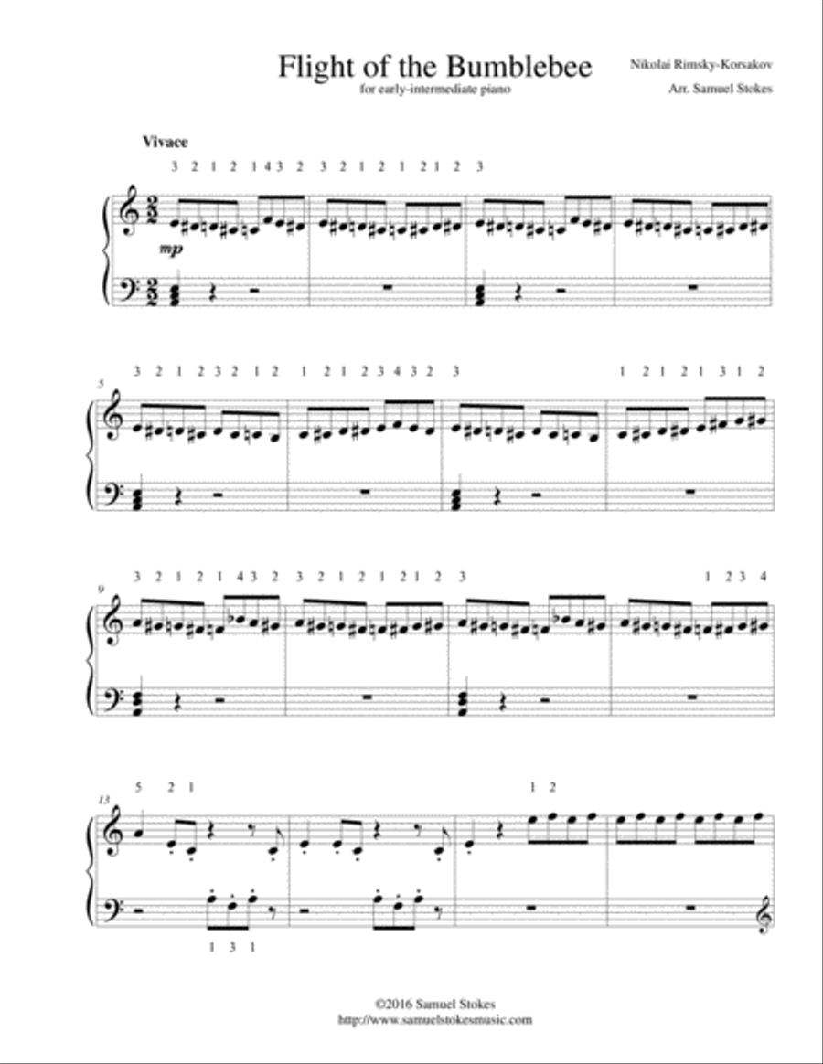 Flight of the Bumblebee - for early-intermediate piano Piano Solo scores gallery preview page 1