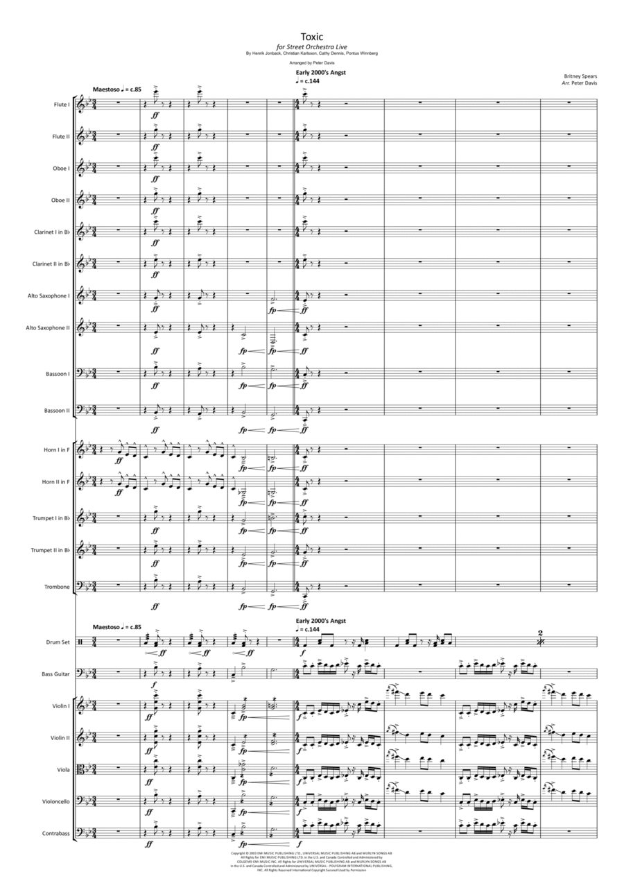 Toxic Full Orchestra scores gallery preview page 1