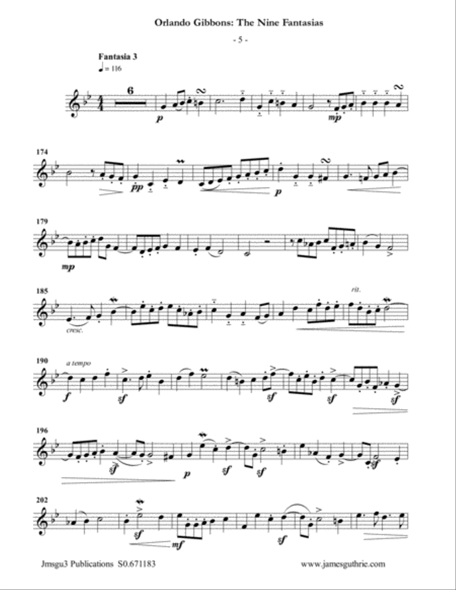 Gibbons: The Nine Fantasias for Flute Trio Flute Trio scores gallery preview page 5