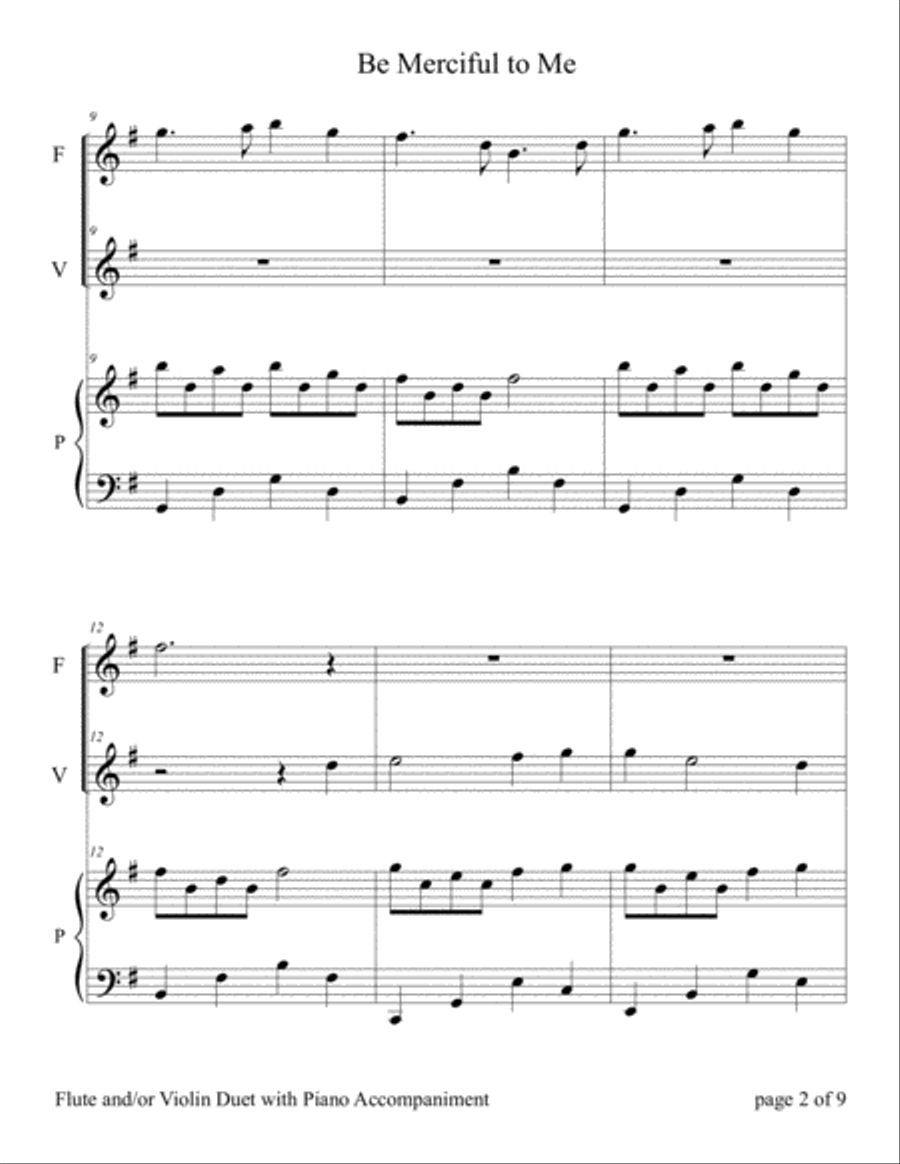 Be Merciful to Me ~ Psalm 57 (for Flute and/or Violin Duet with Piano accompaniment) Flute scores gallery preview page 3