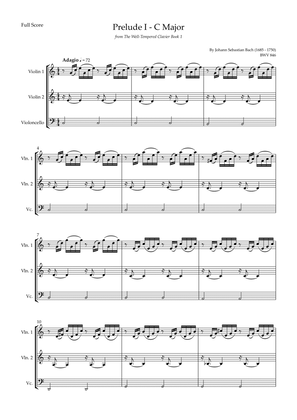 Prelude 1 in C Major BWV 846 (from Well-Tempered Clavier Book 1) for String Trio