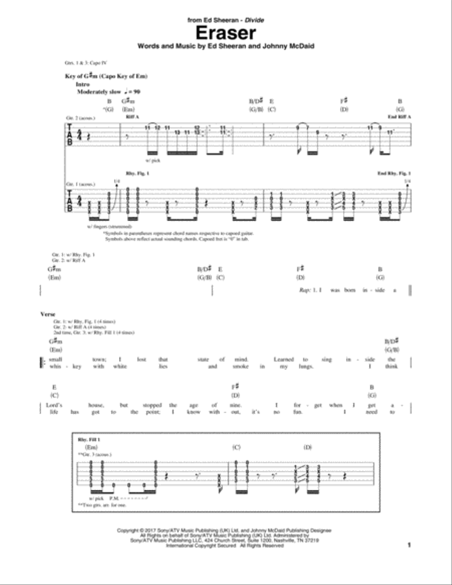Eraser Eraser Electric Guitar scores gallery preview page 1