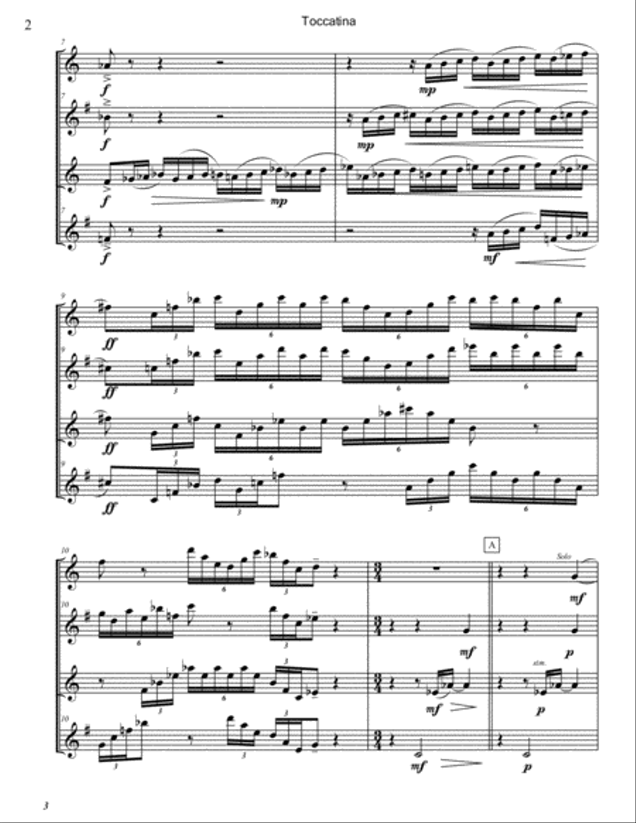 Toccatina for Sax Quartet Saxophone Quartet scores gallery preview page 2