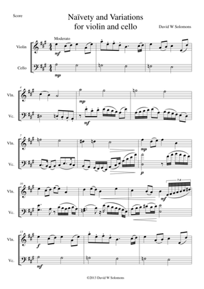 Naivety and variations for violin and cello