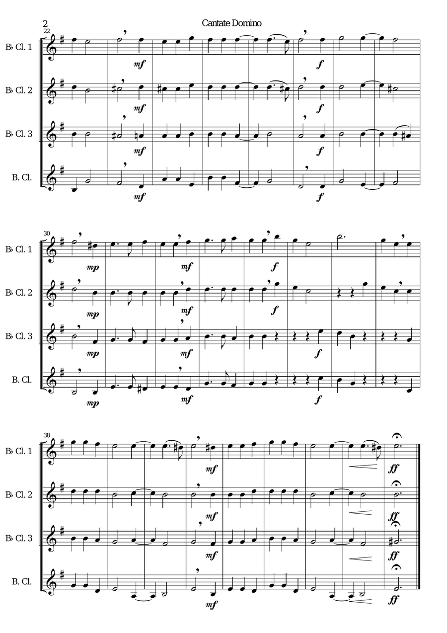 Cantate Domino for clarinet quartet Clarinet Quartet scores gallery preview page 2
