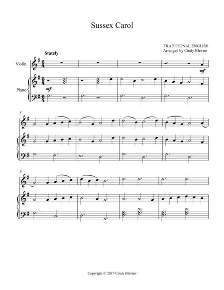 Sussex Carol, for Piano and Violin image number null