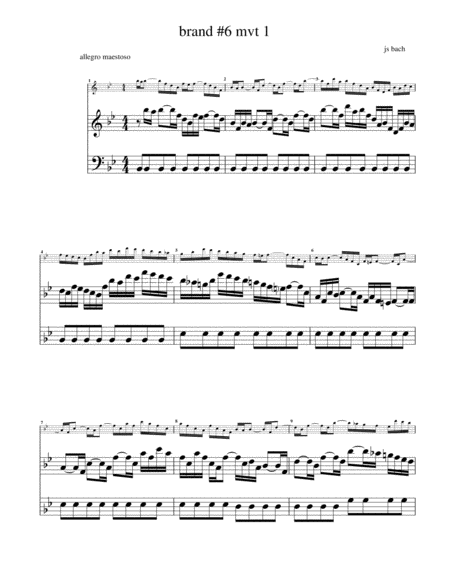 BRANDENBURG CONCERTO #6 Reduction for one Viola accompanied by Keyboard